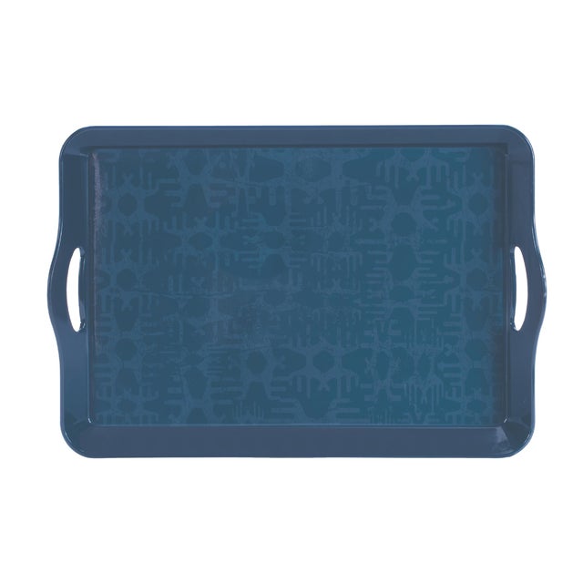 Bring a touch of modern flair to your home with the Abstract Geometric Print Tray. Featuring cool blue tones with a glossy...