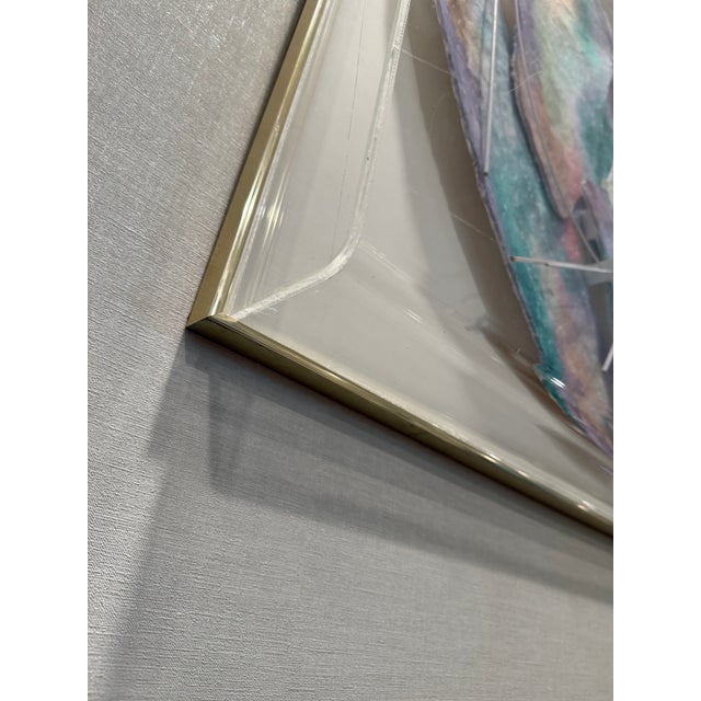 1980’s Large Alexander “Separation” Mixed Media Collage Wall Art Painting in Acrylic Frame For Sale - Image 12 of 12