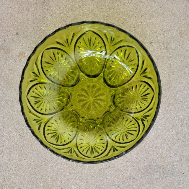 Vintage Green Glass Depression Era Cut Glass Bowl Chairish