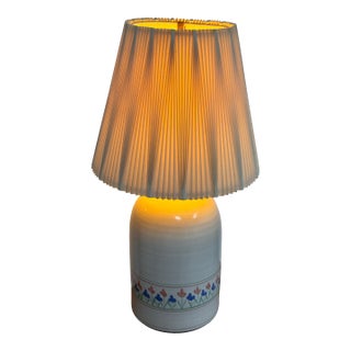 Late 20th Century Floral Stoneware Jug Table Lamp For Sale