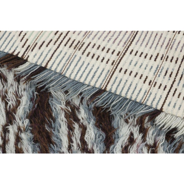 Textile Vintage Swedish Rya Rug With Blue and Mauve Geometric Pattern - Rug & Kilim For Sale - Image 7 of 8