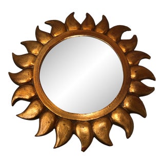 1970’s European Sunburst Giltwood Frame Wall Mirror For Sale