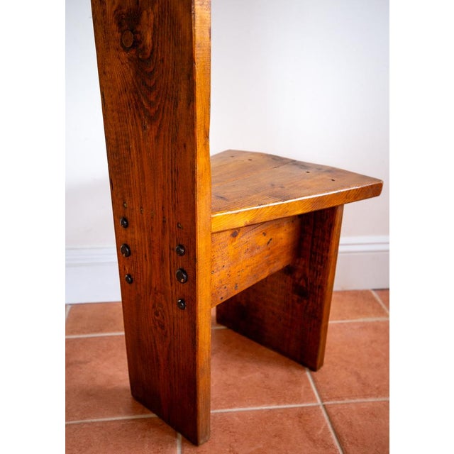 Mid-Century Tall Brutalist Artisan Accent Chair in Wood, 1970s For Sale - Image 10 of 18