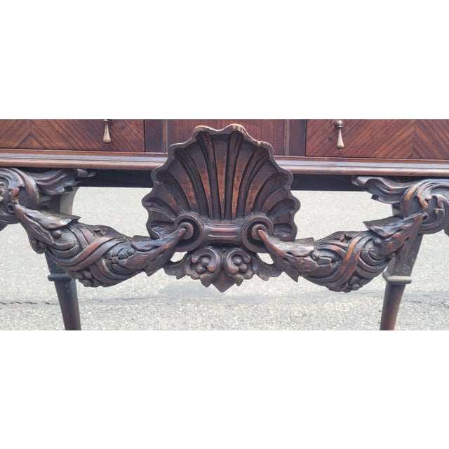 Brown Stunning Rare 1920s Inlaid Carved Accent Cabinet For Sale - Image 8 of 18