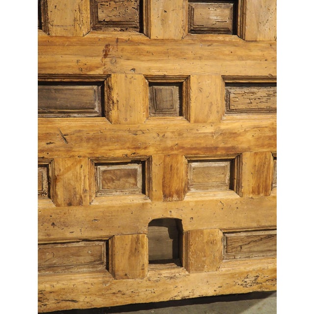 18th Century Spanish Paneled Pine and Walnut Door With Frame For Sale - Image 11 of 18