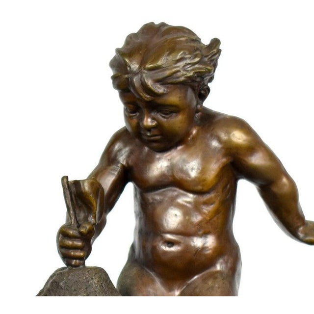French Sculpture of Children in Bronze For Sale - Image 5 of 7