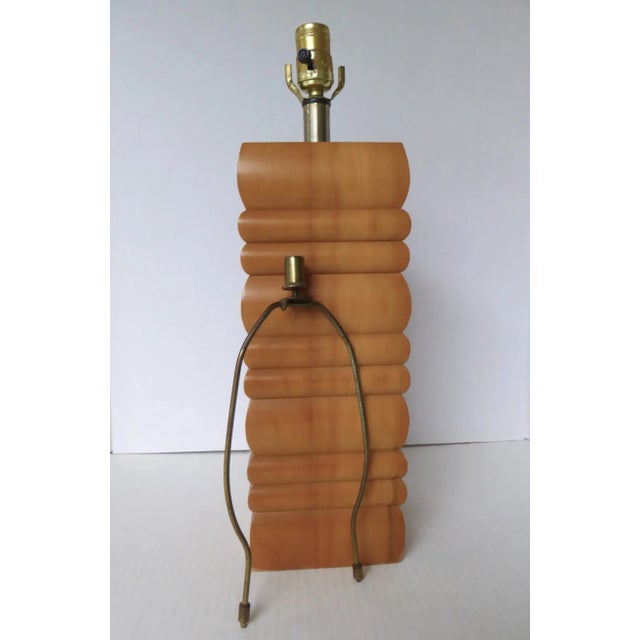Organic Mid Century Modern Stacked Wood Table Lamp 1960s For Sale - Image 4 of 12