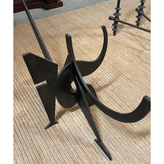 Signed Pucci De Rossi Sculptural Blackened Steel Dining Table Base, 1987 A two-piece set with an interlocking sculptural...