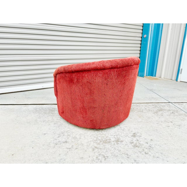 1960s Mid Century Swivel Barrel Chairs Styled After Milo Baughman- Set of 2 For Sale - Image 10 of 12