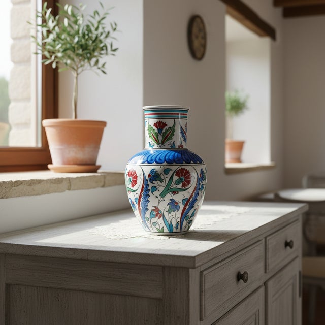 The Harmony of Structure: The Blue Collar Vase This Handmade Ceramic Vase is a beautiful example of compositional balance...