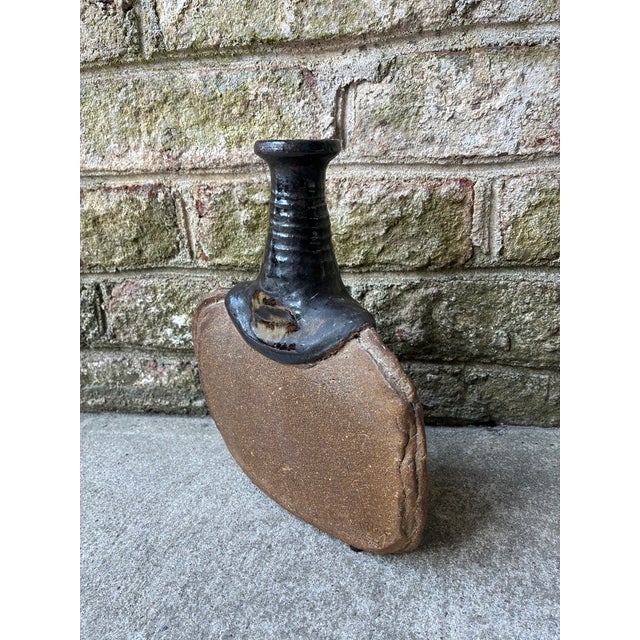Vintage Pottery Vase With Black Top For Sale - Image 10 of 11