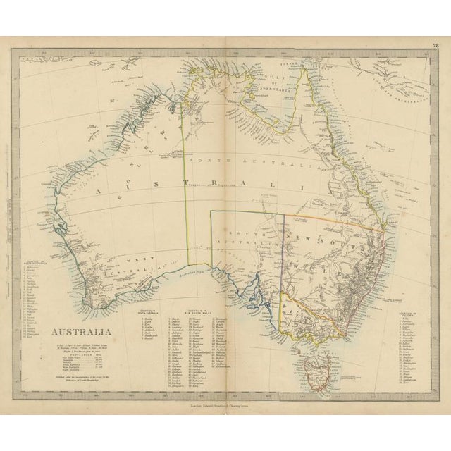 Antique Map of Australia with the 1855 Population Table and County Lists, 1858 For Sale - Image 9 of 9