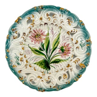 Vintage Italian Majolica Reticulated Plate (1 of 3) For Sale