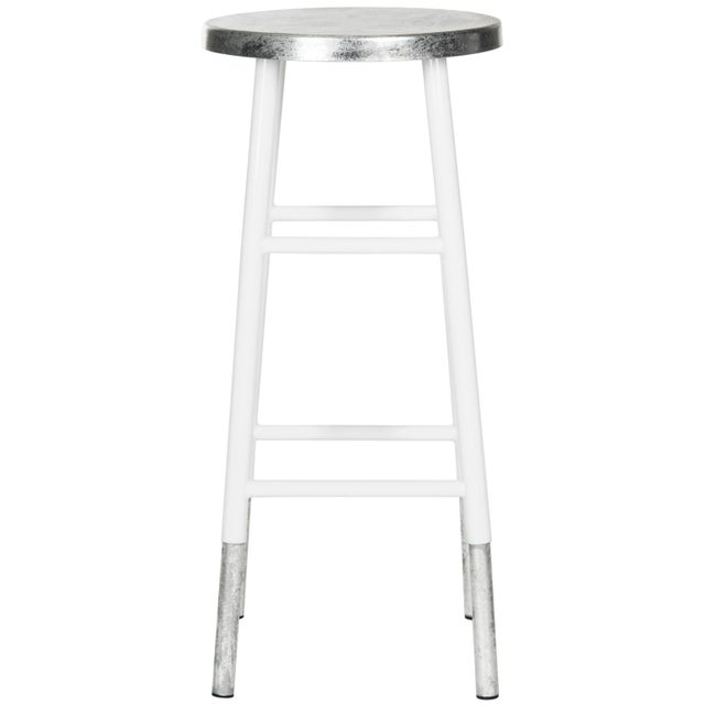 barstool, White & Silver For Sale - Image 4 of 8