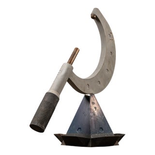 Late 20th Century Oversized Metal Micrometer Industrial Display Sculpture For Sale