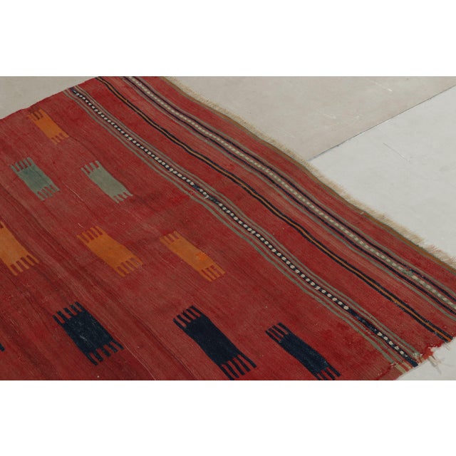 Rug & Kilim Antique Tribal Kilim Rug in Red, Blue and Orange Tribal Geometric Pattern For Sale - Image 4 of 6