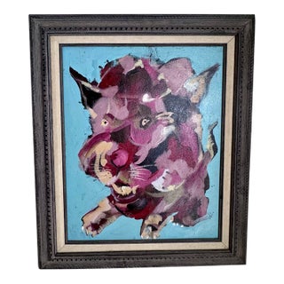 Al Seneres Original Expressionist Cat Painting, Portland, 2013 For Sale