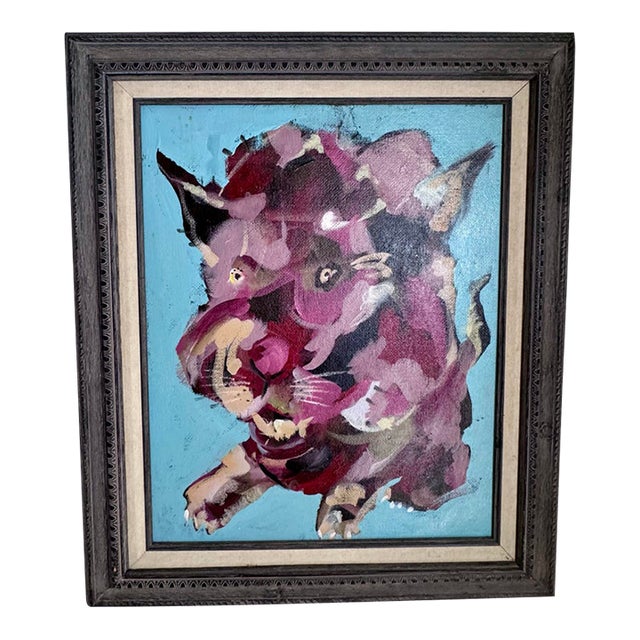 Al Seneres Original Expressionist Cat Painting, Portland, 2013 For Sale