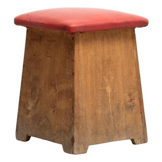Vintage Spanish Handmade Wood Stool, 1960s For Sale