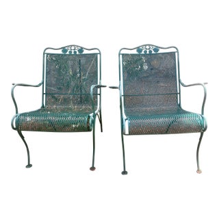 Vintage Metal Garden Chairs, A Pair For Sale