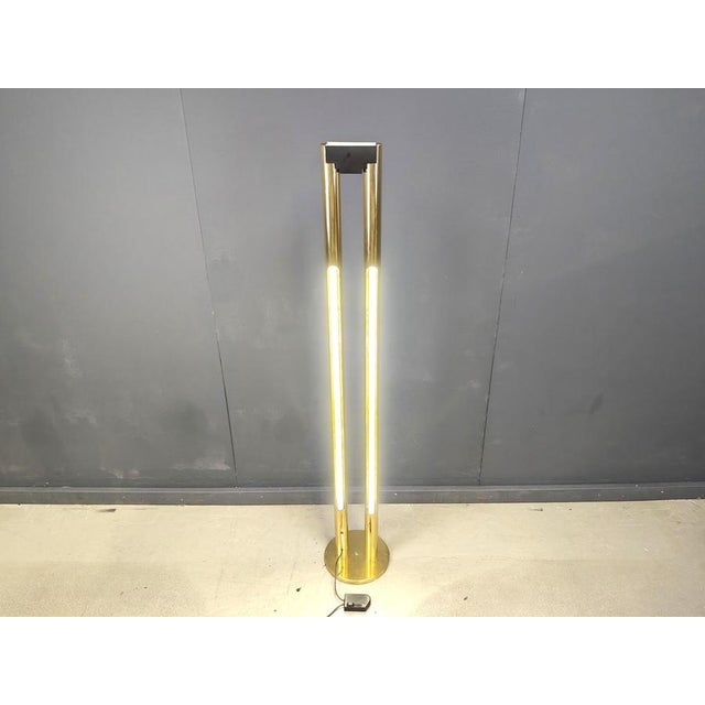 Metal Vintage Brass Tube Light Floor Lamp, 1980s For Sale - Image 7 of 11