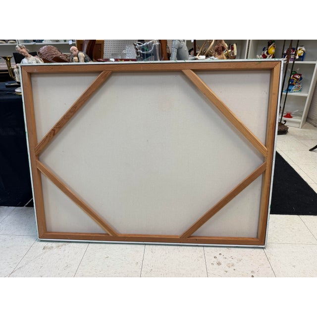 1970s Jj Cruz Original Oil Painting on Canvas Listed Artist 36x47 For Sale In Atlanta - Image 6 of 6