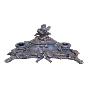 Antique Black Forest Wildbird Inkwell