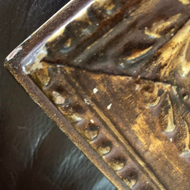 Vintage Inspired Ornate Gold Tone Pressed Tin Mirror For Sale - Image 9 of 10