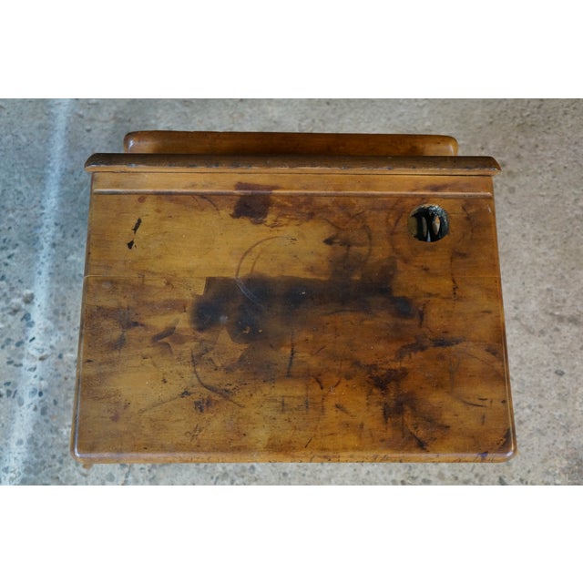 Antique Victorian 1880s "Fashion" Cast Iron & Maple School Desk Sidney Ohio For Sale - Image 16 of 18
