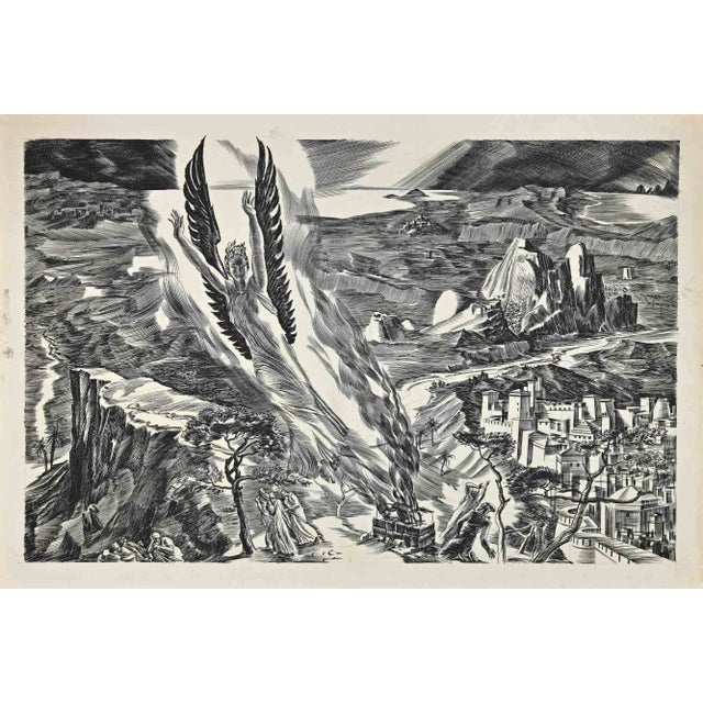 The Evocation is an Original etching realized in the Mid-20th Century. Good condition. The artwork is strong through soft...