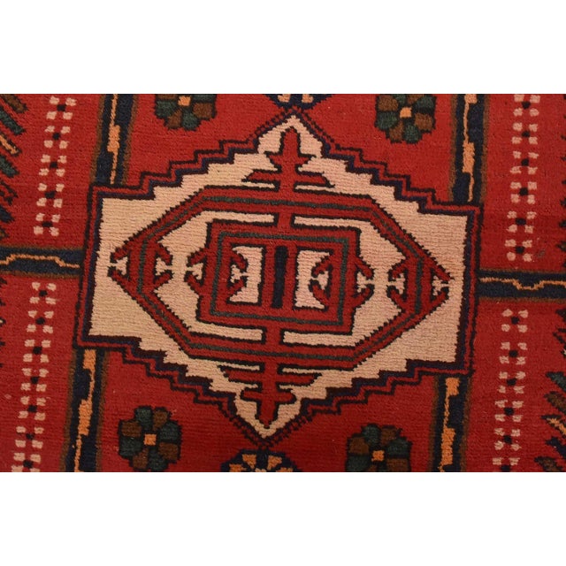Textile Zanjan Runner 3’8” X 9’7” Red Wool Vintage Tribal Hand-Knotted Oriental Rug For Sale - Image 7 of 14