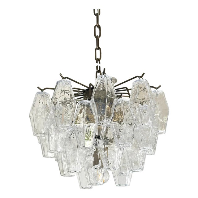 Bronzed Chandelier with Poliedri Murano Glass by Simoeng For Sale