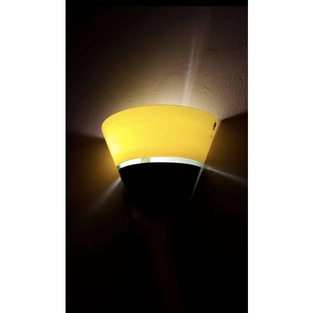 Postmodern Pair of Murano Yellow and Black Glass Wall Sconces, Late 20th Century For Sale - Image 3 of 5