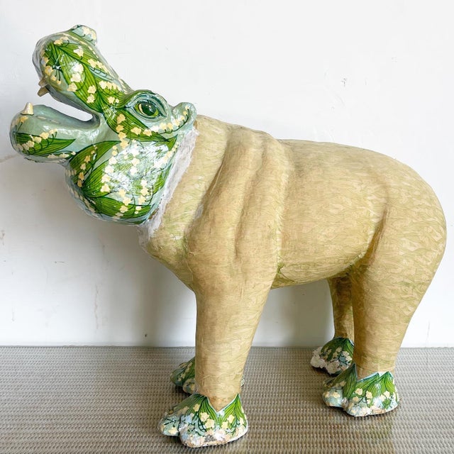 Paper Mache Hippopotamus Sculpture Chairish
