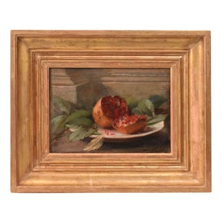 Auguste Aridas, Small Still Life with Pomegranate, 19th Century, Oil on Canvas, Framed For Sale