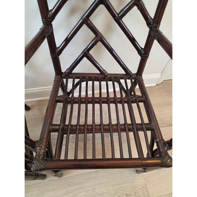 Vintage Chinese Chippendale Organic Bamboo Dining Armchairs - A Pair For Sale - Image 13 of 16