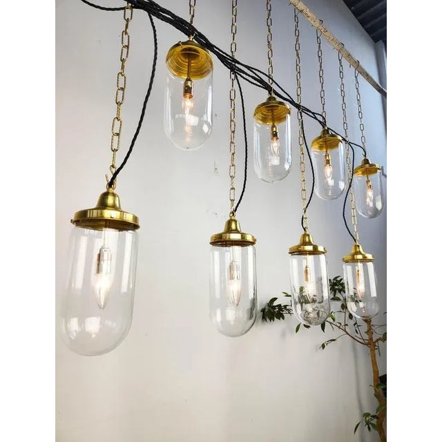 Metal Clear Dome Pendant Lamp with Brass For Sale - Image 7 of 9