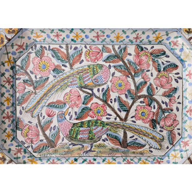 Rustic European 1950s Platter, Hand Painted, Coimbra Portugal For Sale - Image 3 of 3