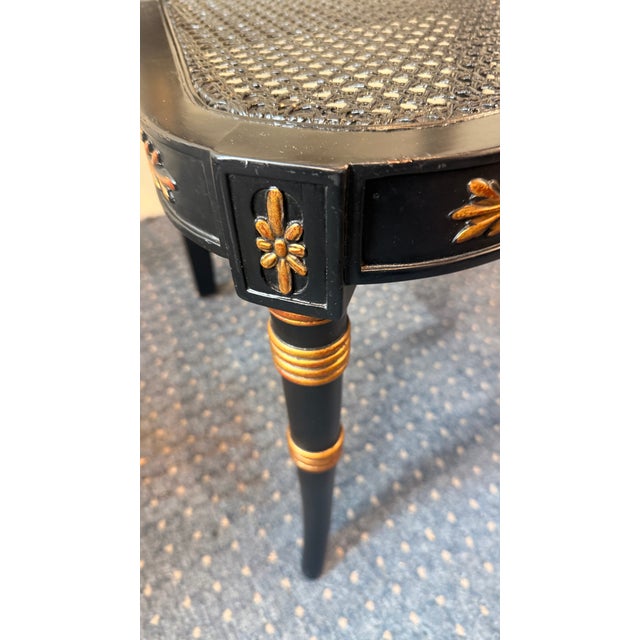 Late 20th Century Neoclassical Regency Style Ebonized & Gilt Cane Seat Dining Chairs, Set of 4 (1 Arm, 3 Side) For Sale - Image 11 of 12