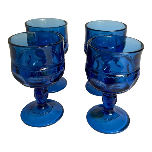 Vintage Crown Imperial Blue Liquor Cocktail Glasses by Tiara – Set of 4 For Sale
