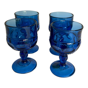 Vintage Crown Imperial Blue Liquor Cocktail Glasses by Tiara – Set of 4