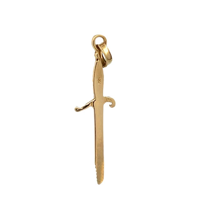 Early 21st Century 14k Yellow Gold Small Dagger Pendant/Charm With Flexible Bail For Sale - Image 5 of 9