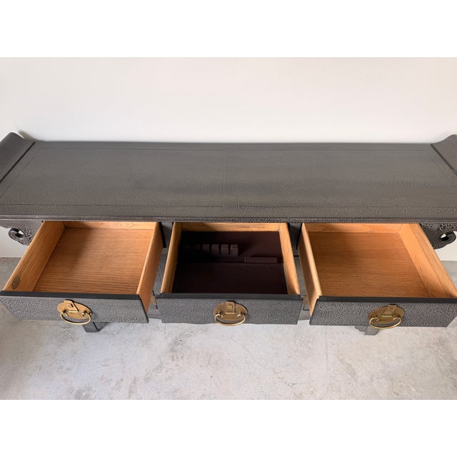 Black Baker Furniture Ming Style Crackle Finish Sideboard With Brass Handles For Sale - Image 8 of 18