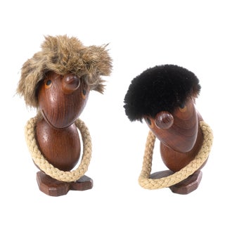 Vintage Hans Bolling X Torben Orskov Optimism & Pessimism Danish Teak Figurines For Sale