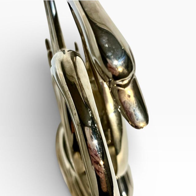 Metal Vintage French Silver Plate Swan Mail or Napkin Holder For Sale - Image 7 of 12