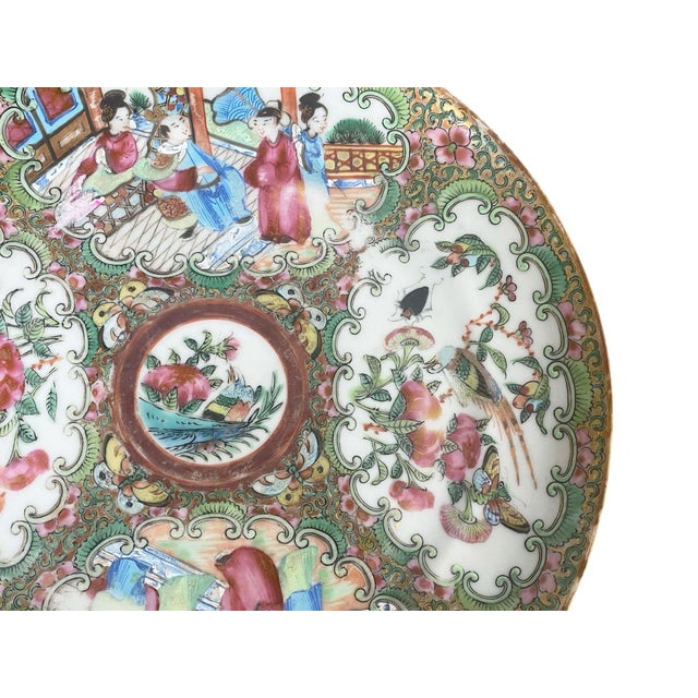 Rose 19th Century Chinese Export Porcelain Rose Medallion Plate 8" For Sale - Image 8 of 10