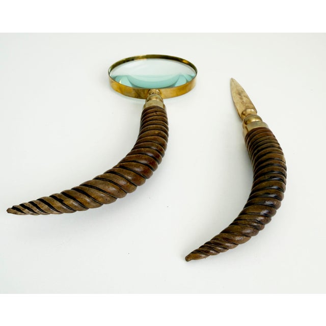 Wood Vintage Magnifying Glass & Letter Opener Set For Sale - Image 7 of 9