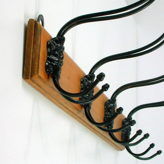 Black German Pine Wood and Black Metal Zeus Head Coat Rack, 1920s For Sale - Image 8 of 10