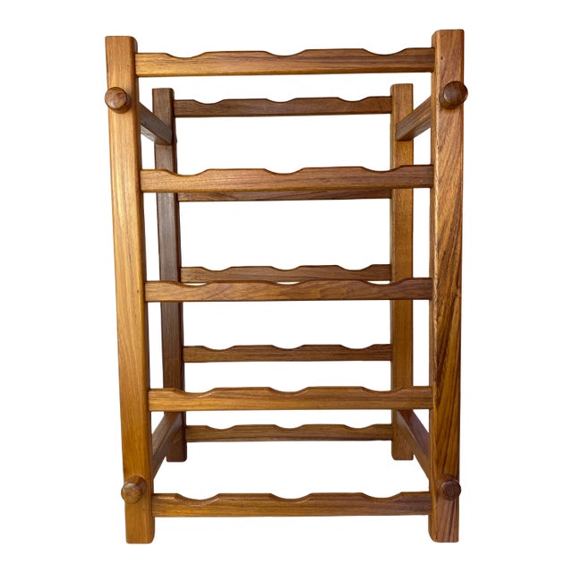 Vintage Winsome Wood Teak Wine Rack, Danish Modern Style For Sale