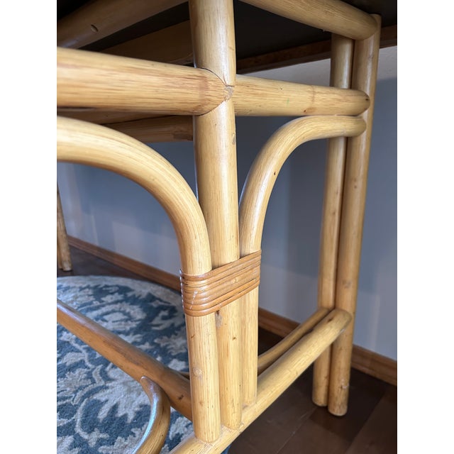 Late 20th Century Late 20th Century Tessellated Olive Ash Burlwood and Pencil Reed Dining Table - Organic Modern For Sale - Image 5 of 17